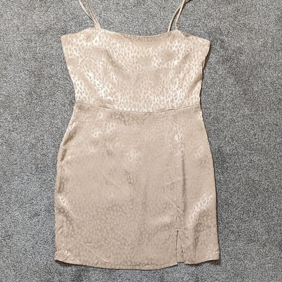 Women's FOREVER 21, Satin Formal Party Mini Dress; Spaghetti Straps; Tan; Size M - Picture 1 of 4